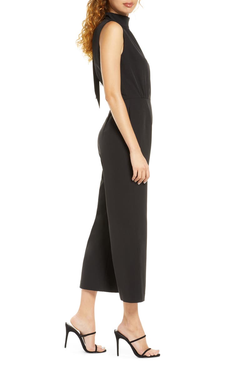 Open Back Culotte Jumpsuit, Alternate, color, BLACK