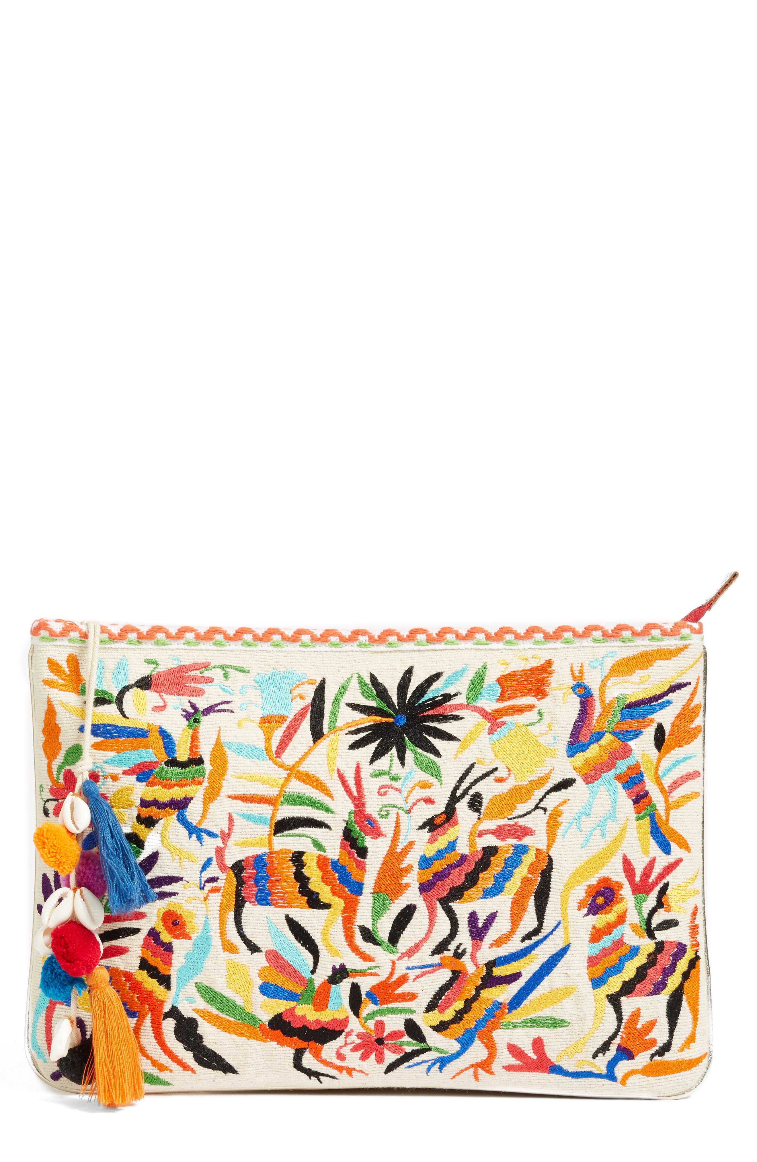 STEVEN by Steve Madden Embroidered Animal Clutch, Main, color, 