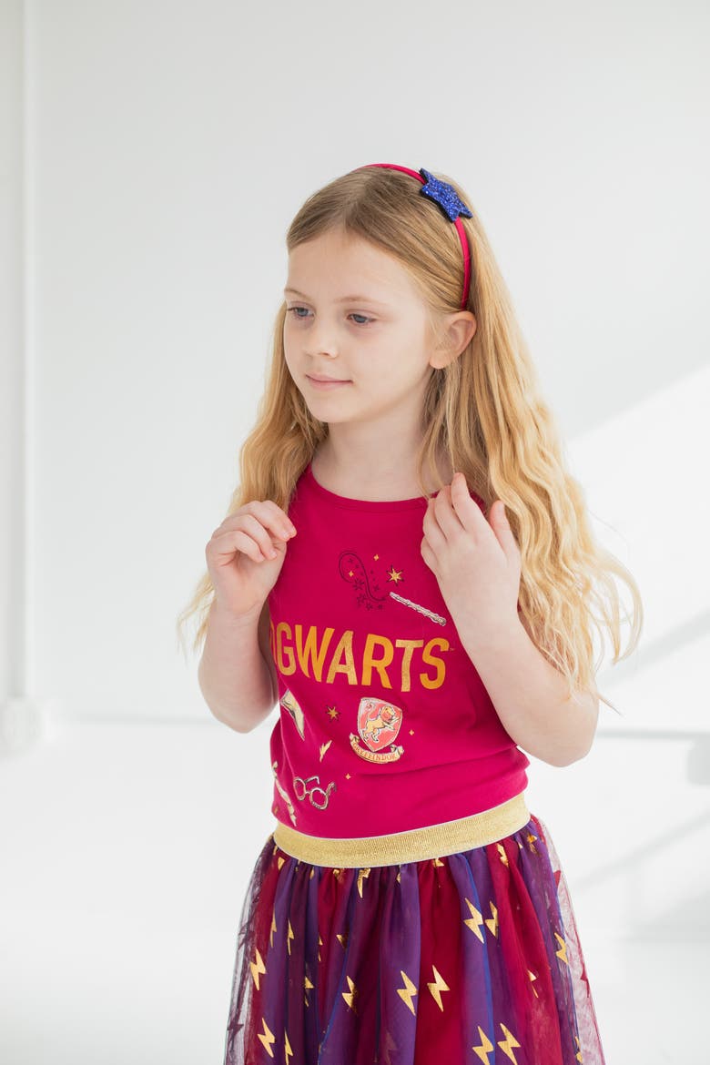 T-Shirt and Tulle Skirt Set, Alternate, color, Burgundy Gold