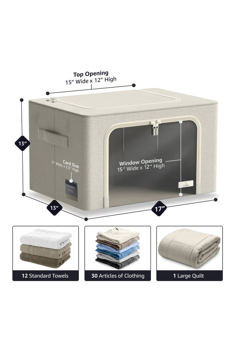 3-Pack Zip Storage Bins, Alternate, color, BEIGE