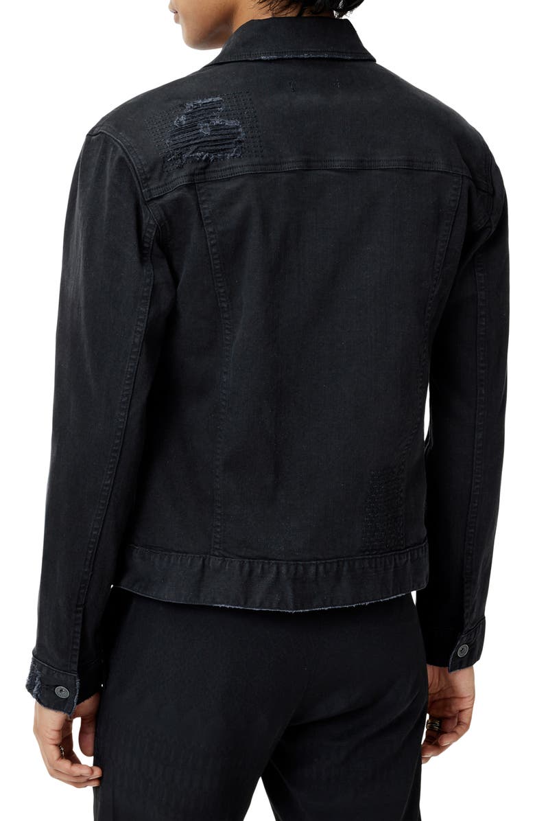 John Varvatos Wes Distressed Stretch Denim Trucker Jacket, Alternate, color, 