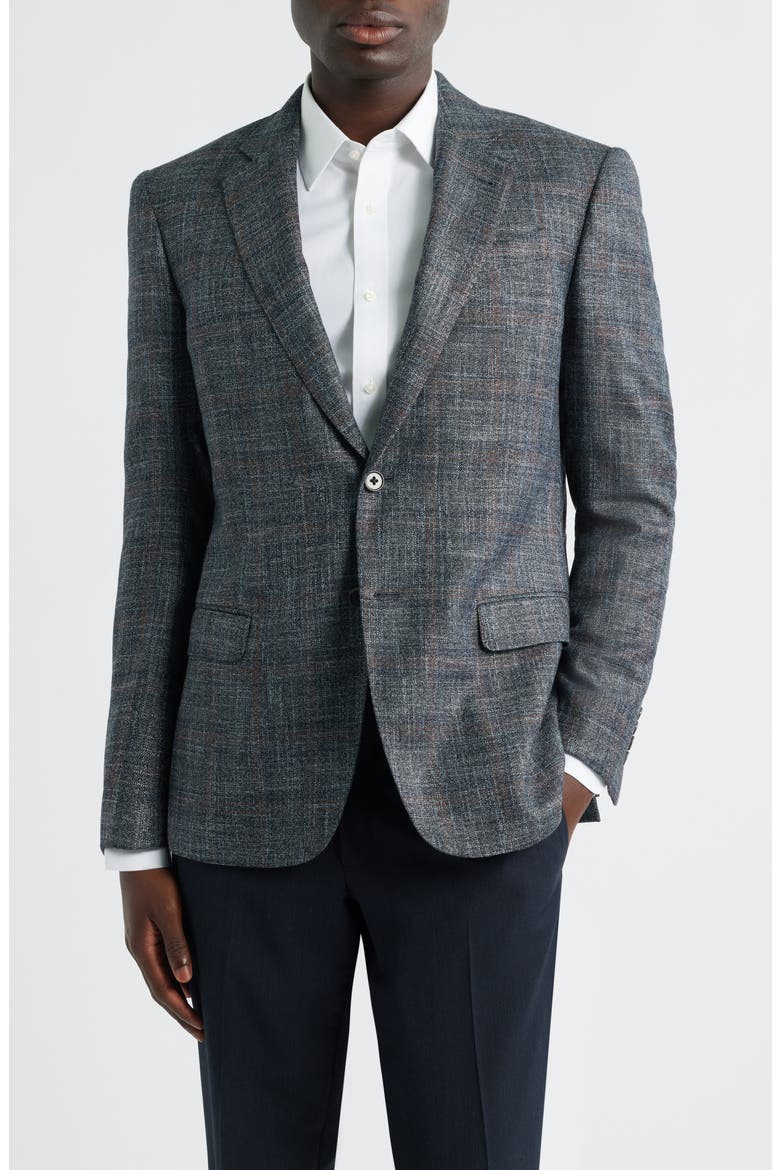G-Line Charcoal Grey Mélange Slub Wool Blend Sport Coat, Main, color, CHARCOAL
