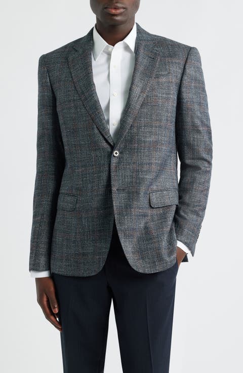 G-Line Charcoal Grey Mélange Slub Wool Blend Sport Coat