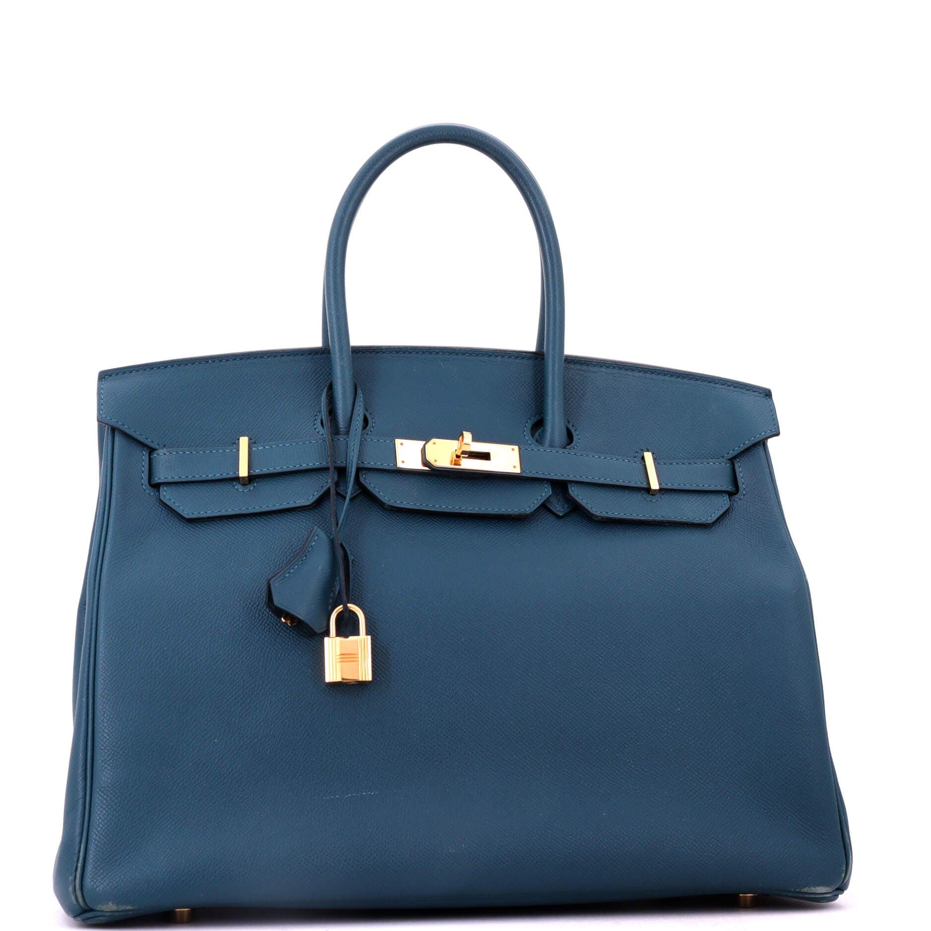 Birkin Handbag Blue Epsom with Gold Hardware 35, Alternate, color, Blue