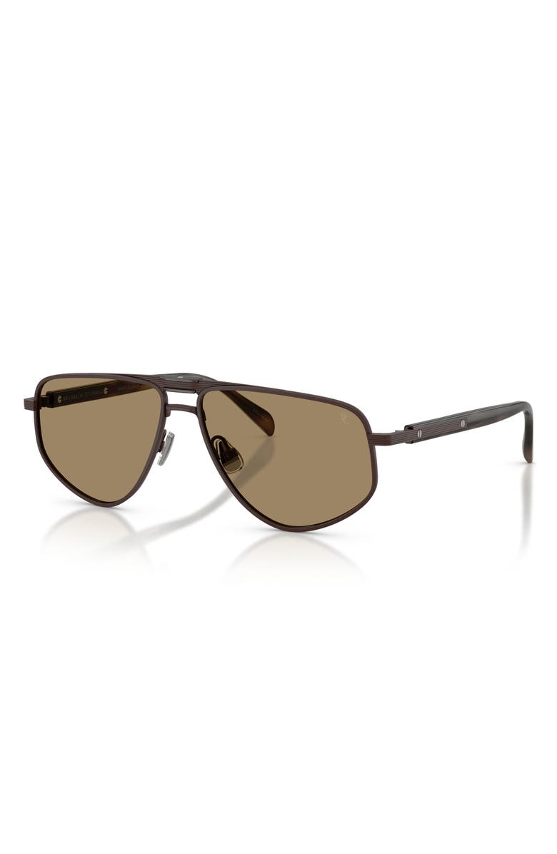 Brunello Cucinelli 58mm Geometric Pilot Sunglasses, Alternate, color, Matte Chocolate