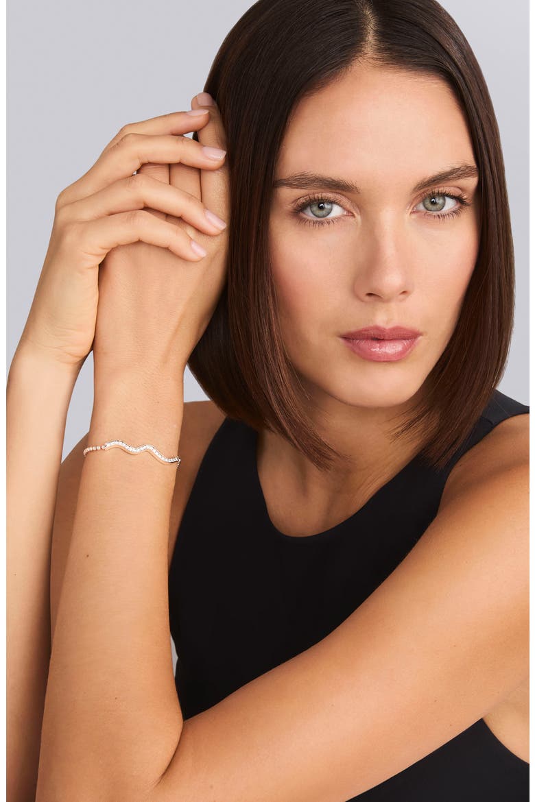 Caviar Spark Diamond Wave Bracelet, Alternate, color, SILVER