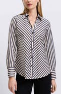 Foxcroft Mary Stripe Stretch Button-Up Shirt