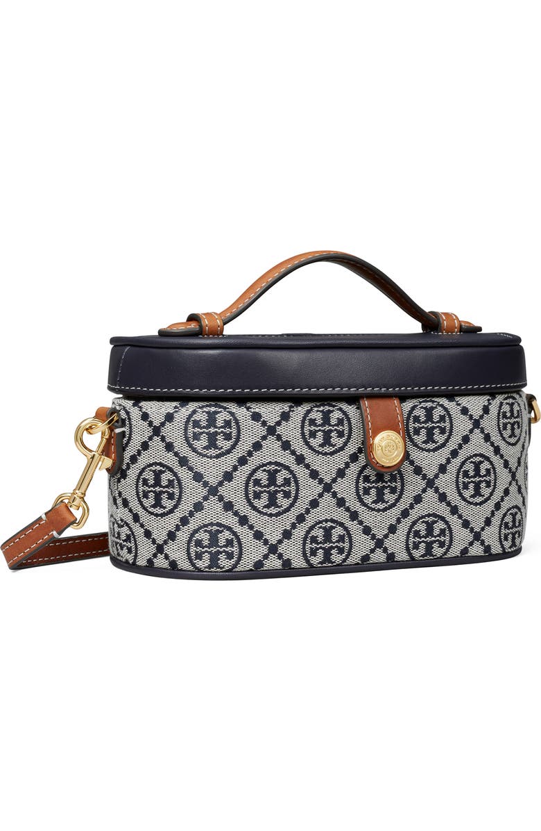 Tory Burch T Monogram Jacquard & Leather Vanity Train Case, Alternate, color, Tory Navy