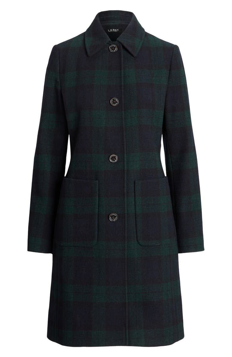Lauren Ralph Lauren Plaid Wool Blend Coat, Alternate, color, 