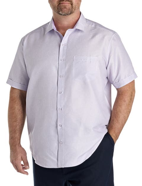 Big & Tall Microfiber Big Leaf Print Sport Shirt