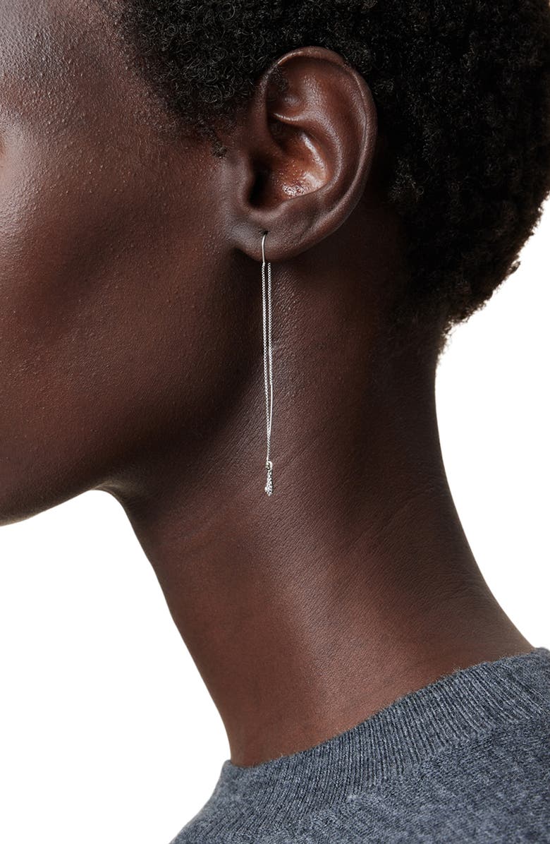 AllSaints Serpent Threader Chain Drop Earrings, Alternate, color, Warm Silver