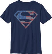 SUPERMAN Boy's Superman Stars and Stripes S Shield  Graphic T-Shirt