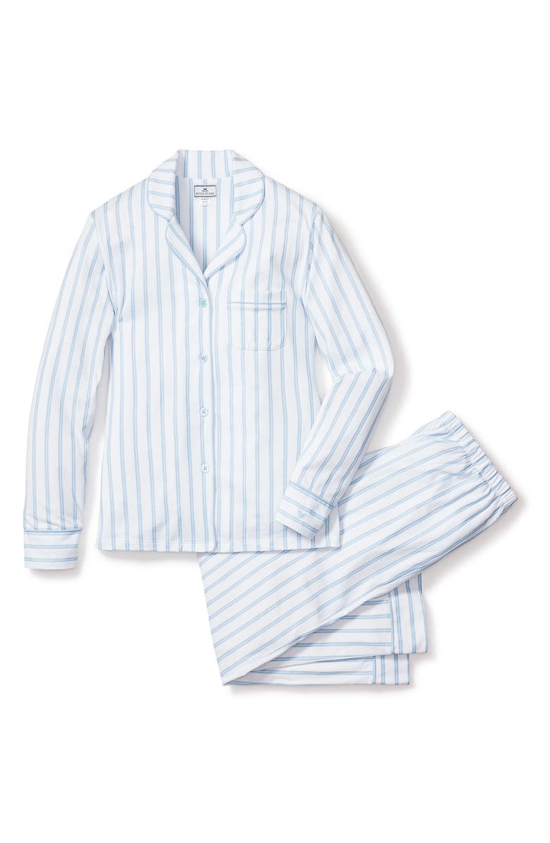 Petite Plume Stripe Pima Cotton Pajamas, Alternate, color, White