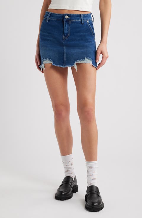 Eira Easy Stretch Distressed Denim Miniskirt