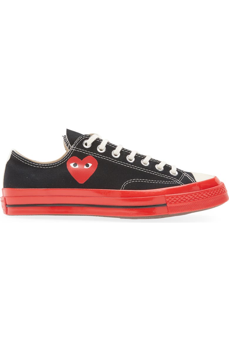 Comme des Garçons PLAY x Converse Chuck Taylor<sup>®</sup> Hidden Heart Red Sole Low Top Sneaker, Alternate, color,