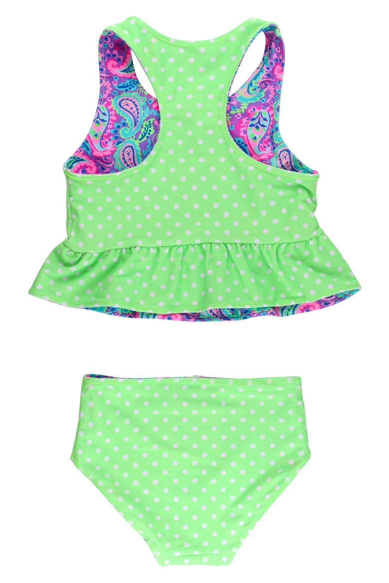 Kids' Neon Paisley Reversible Two-Piece Swimsuit, Alternate, color, PURPLE