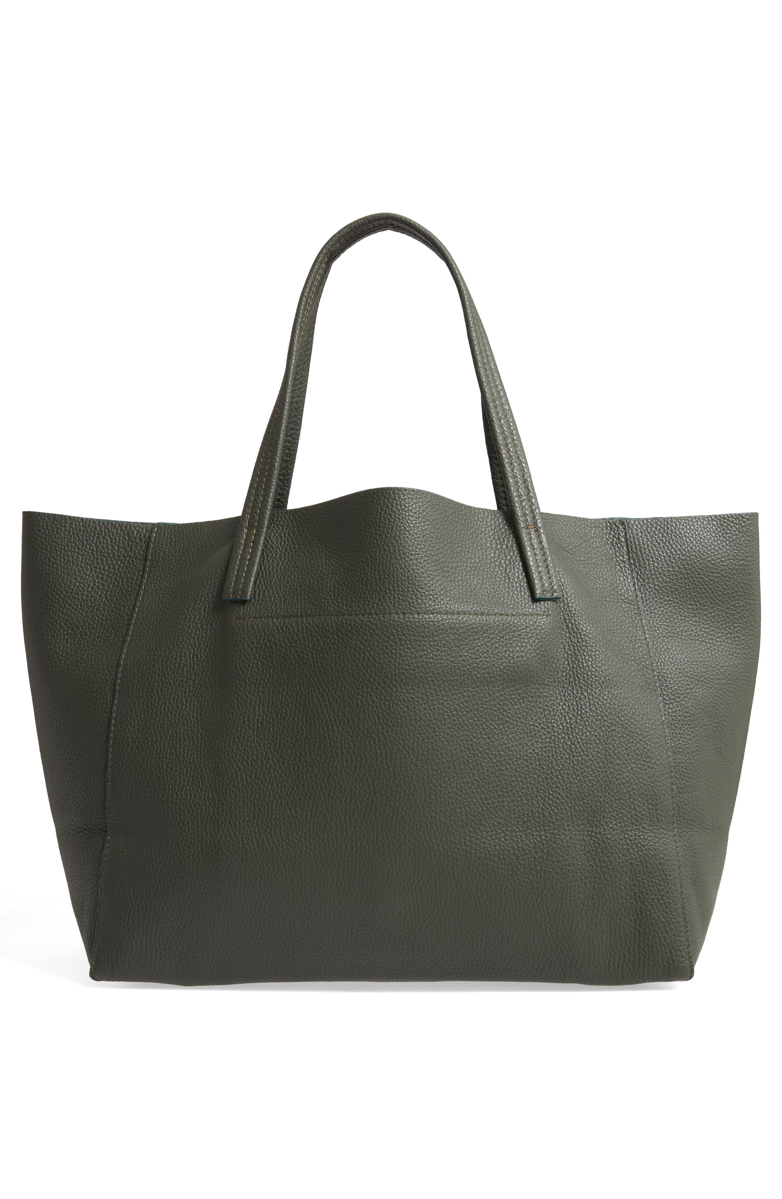Violet Leather Tote, Alternate, color, DARK GREEN