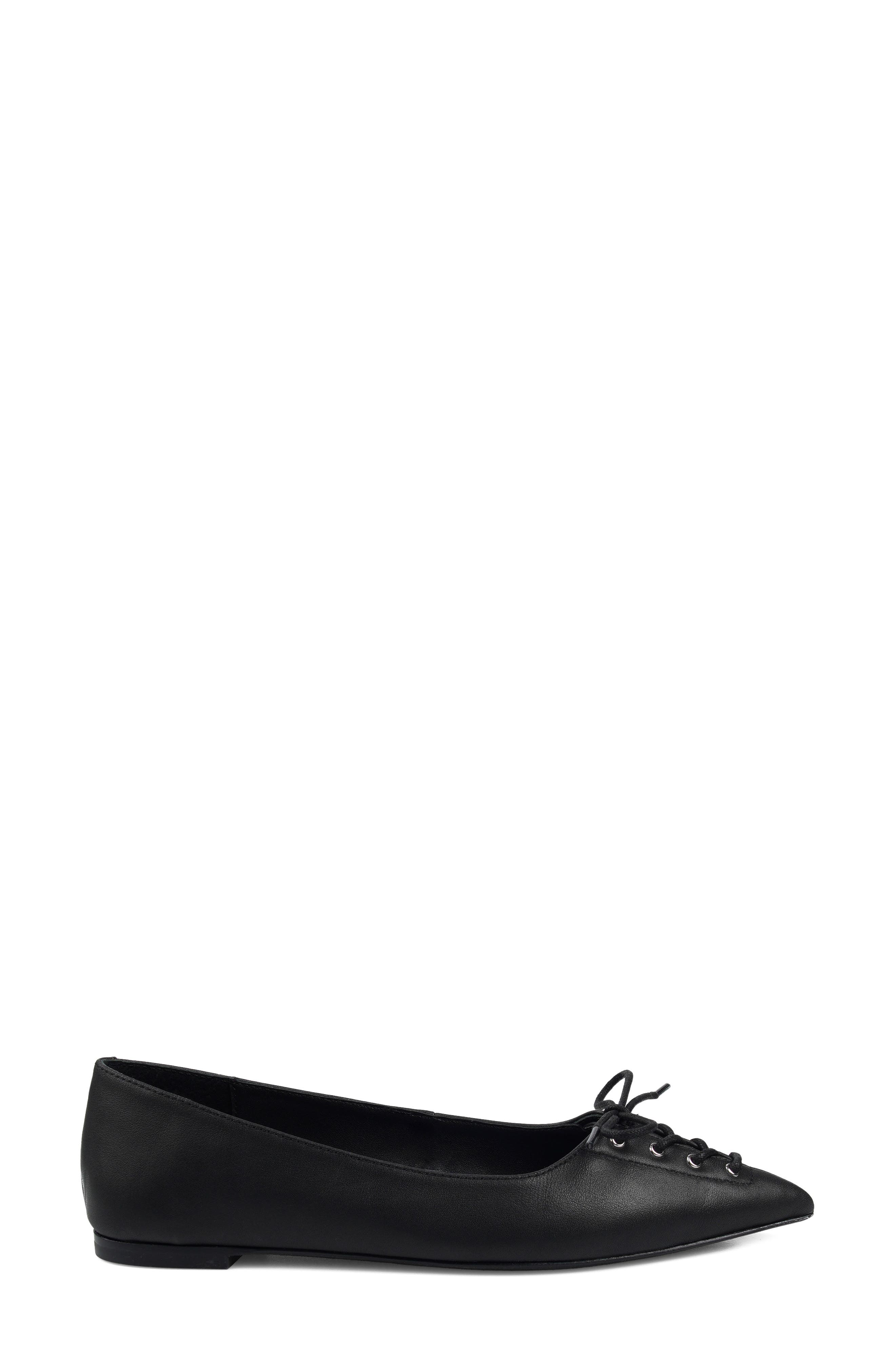 Arreza Lace-Up Pointed Toe Flat, Alternate, color, BLACK