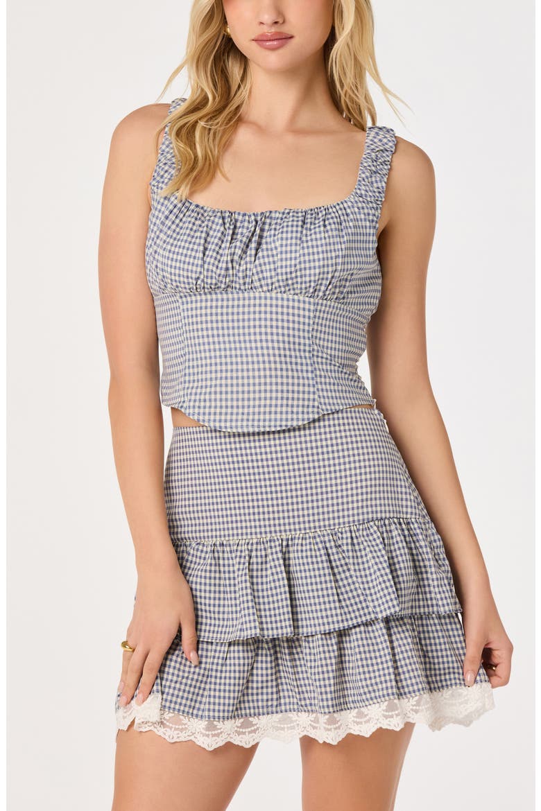 Penny Tiered Gingham Miniskirt, Alternate, color, BLUE GINGHAM
