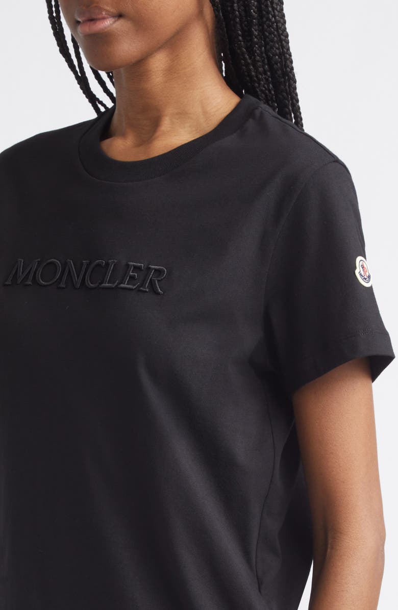Moncler Logo Cotton Jersey T-Shirt, Alternate, color, Black