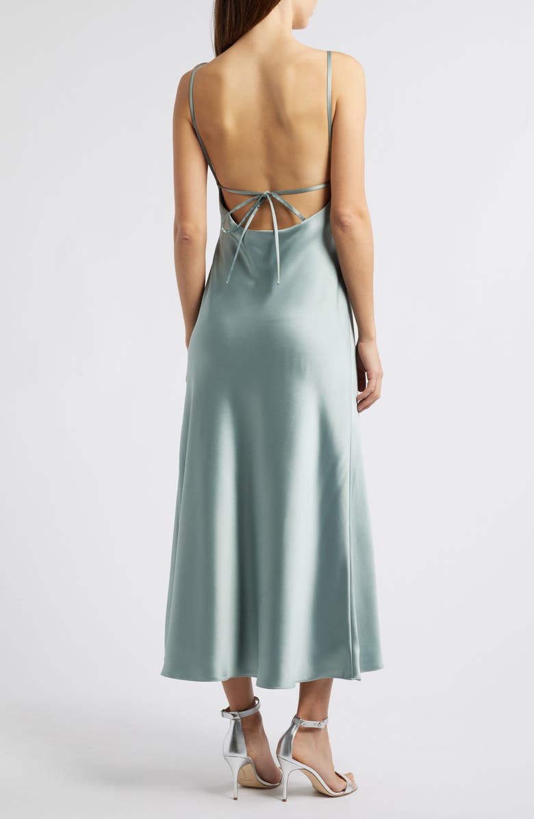 Amsale Andy Satin Midi Cocktail Dress, Alternate, color, Jade