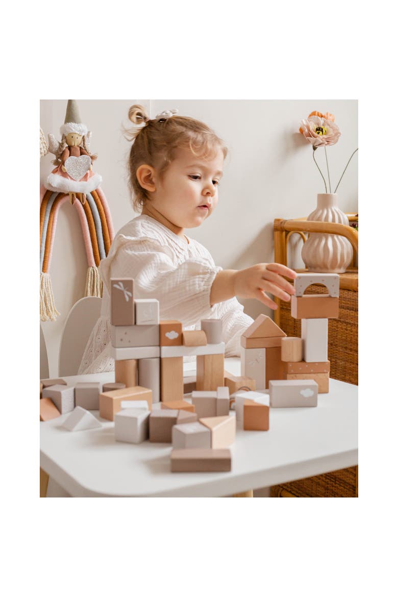 50 Pieces Wooden Blocks Set Stacking Toy, Ages 2+, Alternate, color, Multicolored