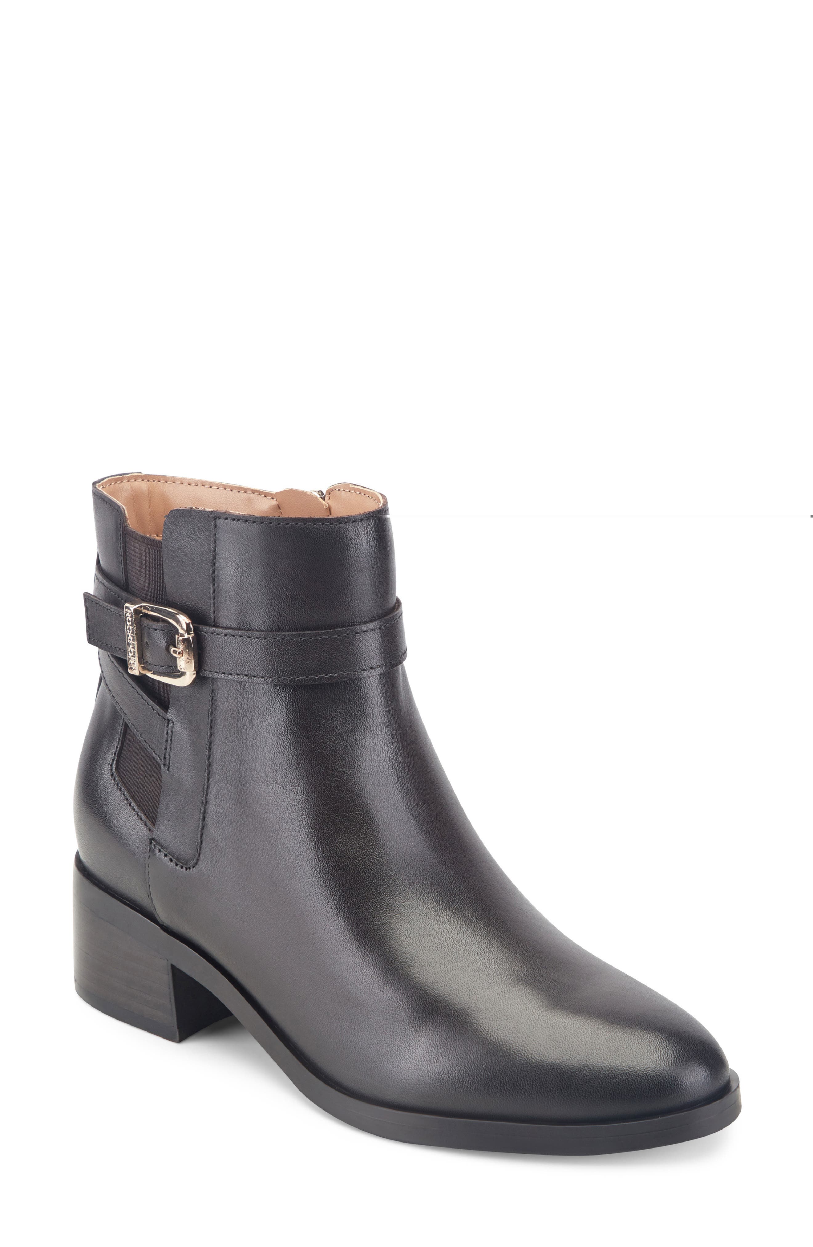 Teegan Leather Bootie, Main, color, DARK BROWN