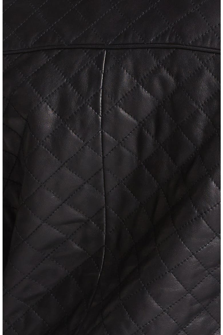 Quilted Leather Bomber Jacket, Alternate, color, BLACK