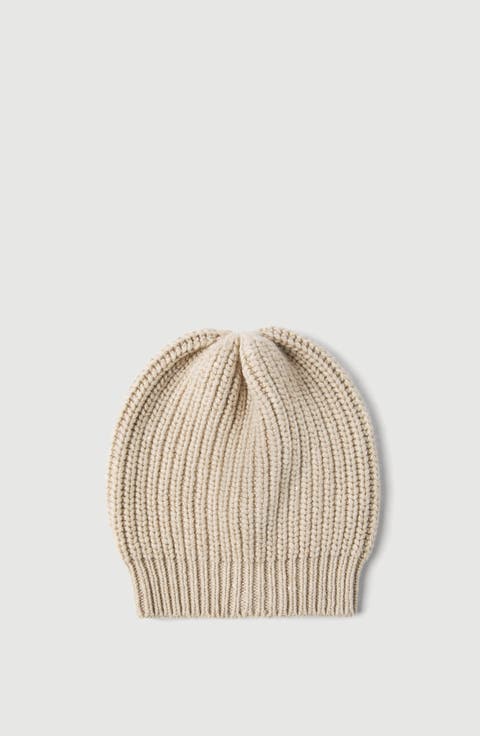 Cashmere and silk Diamond yarn knit beanie