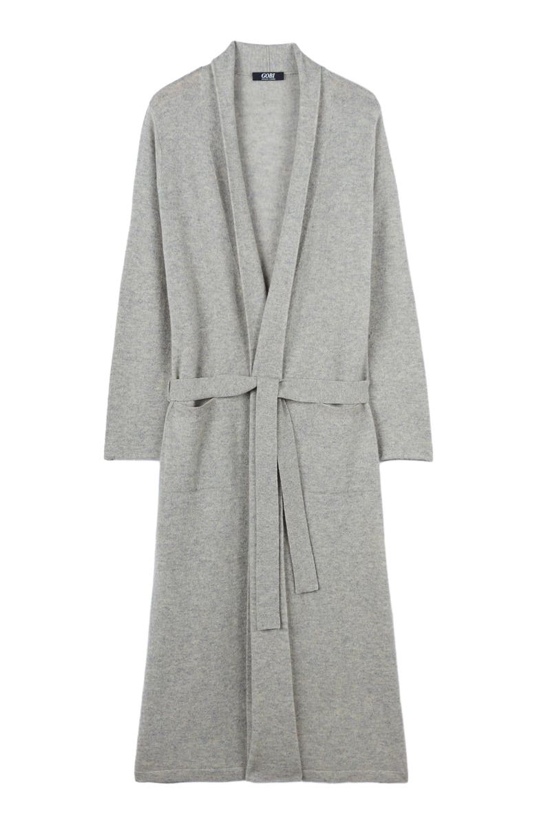 GOBI Mongolian Cashmere Long Cashmere Robe, Alternate, color, Dawn Blue