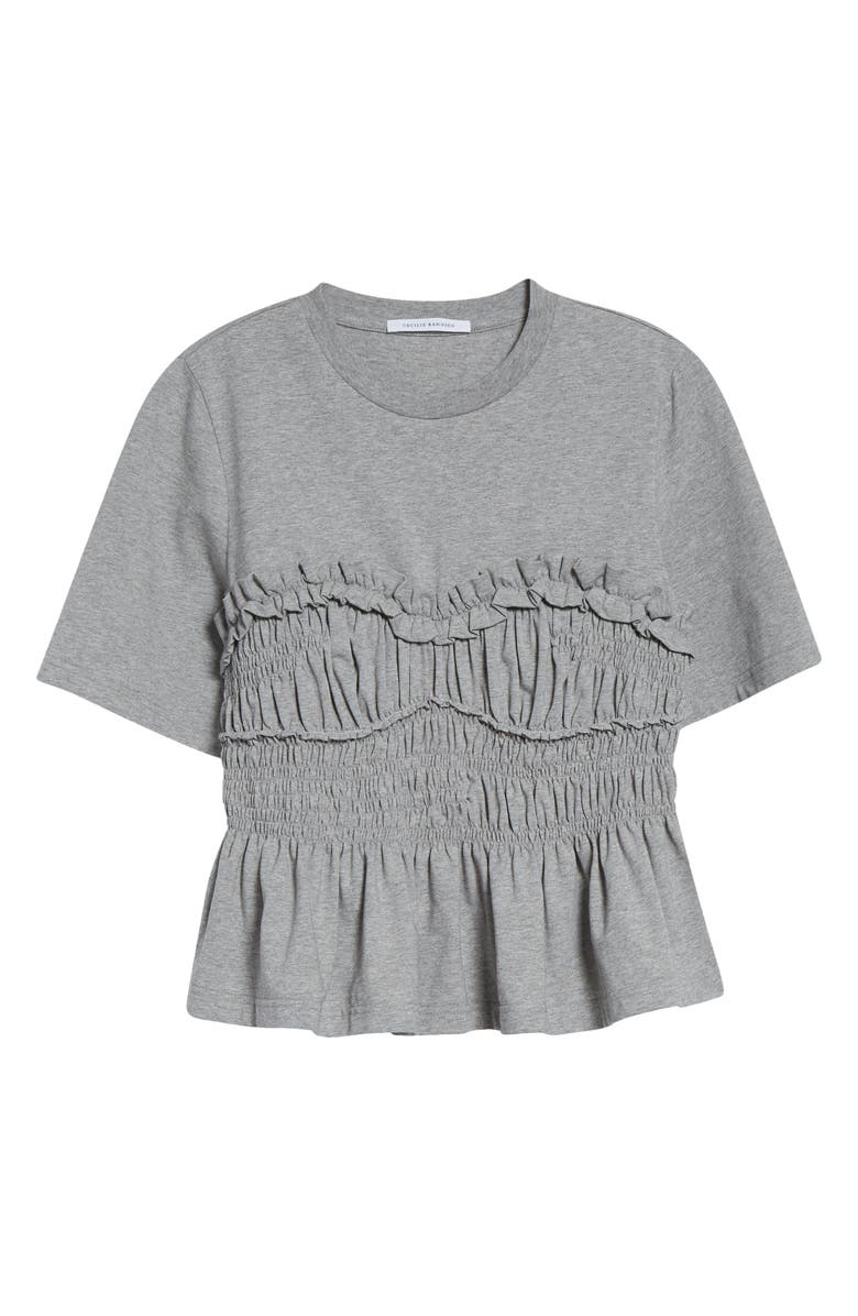 Cecilie Bahnsen Vilde Shirred Peplum T-Shirt, Alternate, color, Grey Melange Jersey