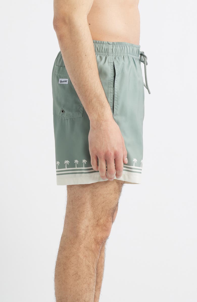 Boardies Palm Tree Print Swim Trunks, Alternate, color, Olive