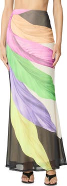 AFRM Tegan Feather Print Maxi Skirt