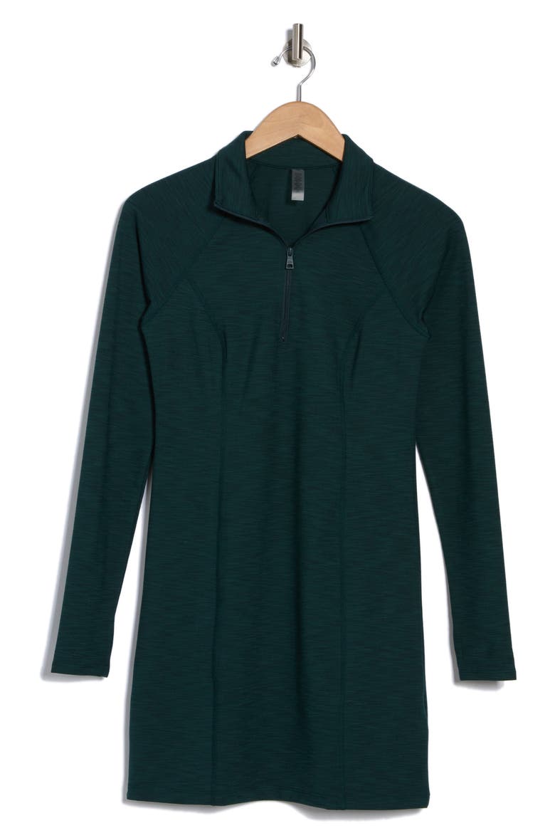 Westside Long Sleeve Ribbed Minidress, Alternate, color, MIDNIGHT GREEN HEATHER RIB