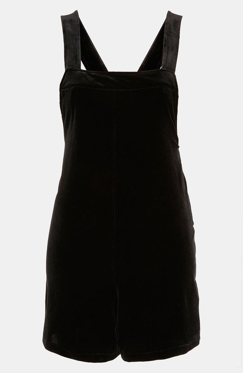 Topshop Velvet Overall Romper, Main, color, 