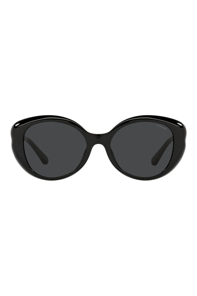 54mm Round Sunglasses, Main, color, BLACK