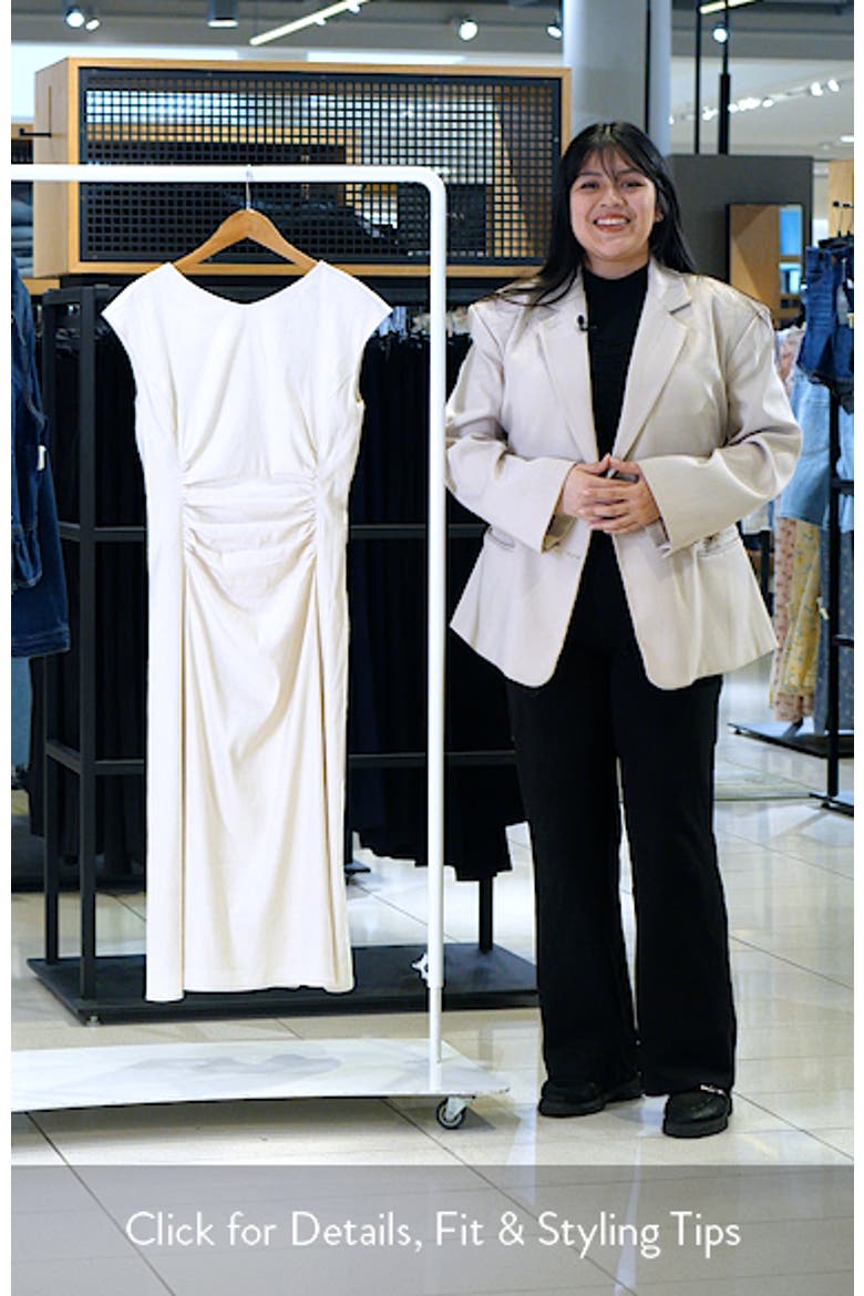 Linen Blend Ruched Midi Dress video