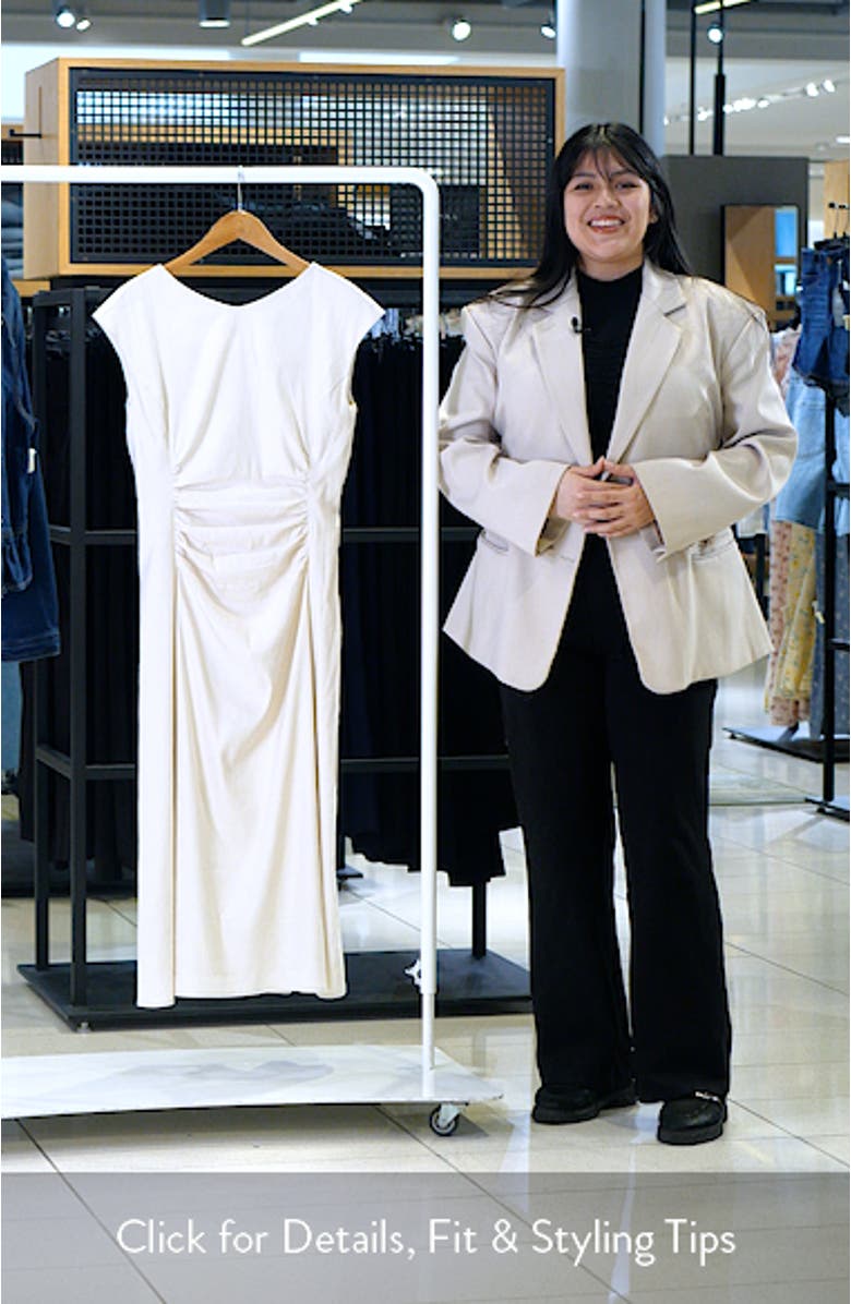 Linen Blend Ruched Midi Dress, sales video thumbnail