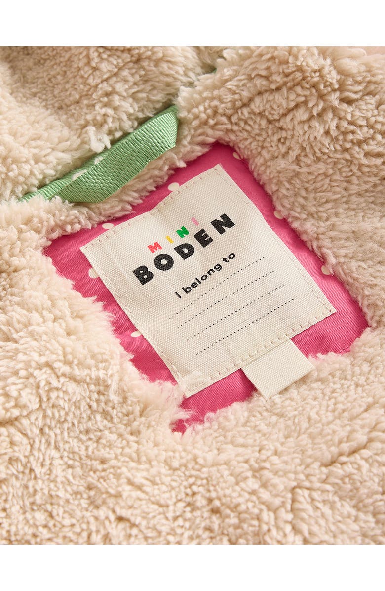 Mini Boden Kids' Polka Dot Kitty Appliqué Zip-Up Hooded Puffer Jacket, Alternate, color, 