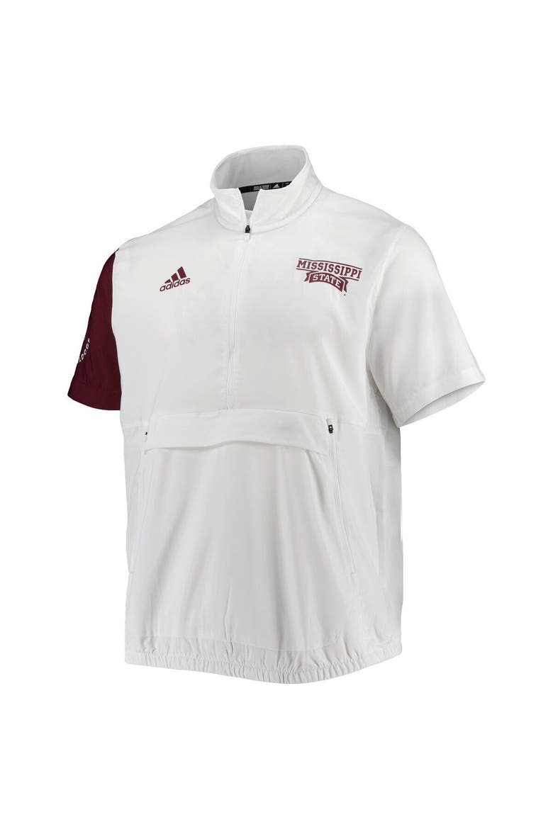 Men's adidas White Mississippi State Bulldogs M STM AEROREADY Half-Zip Jacket, Alternate, color, White