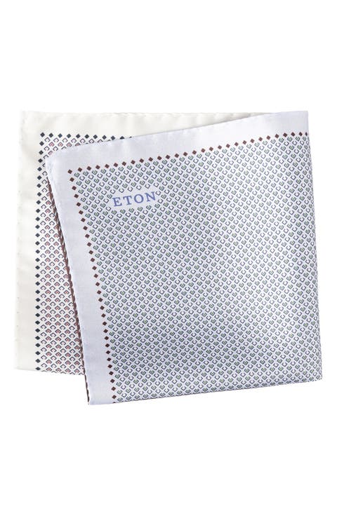 Geometric & Quadrant Print Reversible Silk Pocket Square