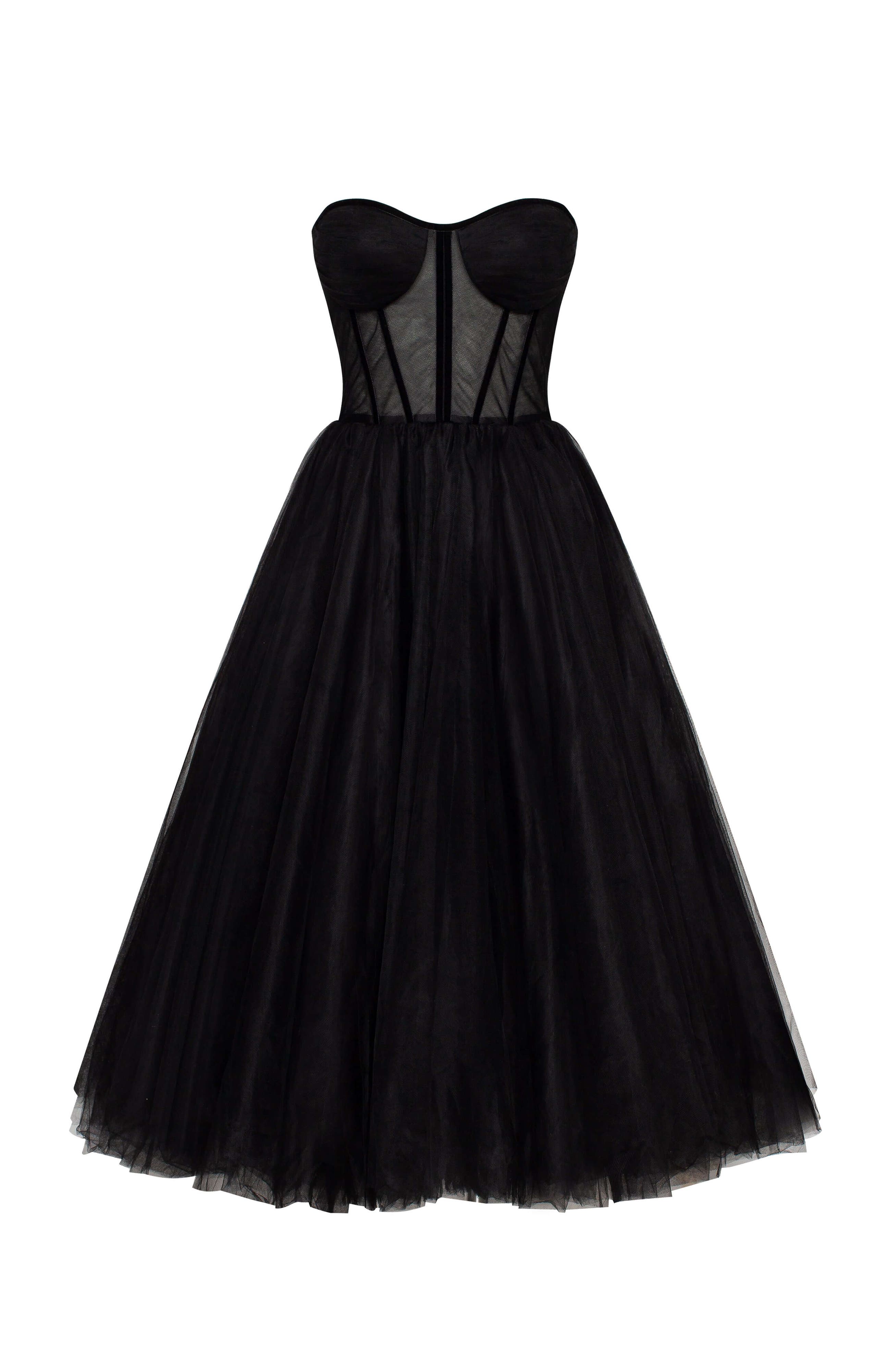 Milla Women's Strapless Puffy Midi Tulle Dress