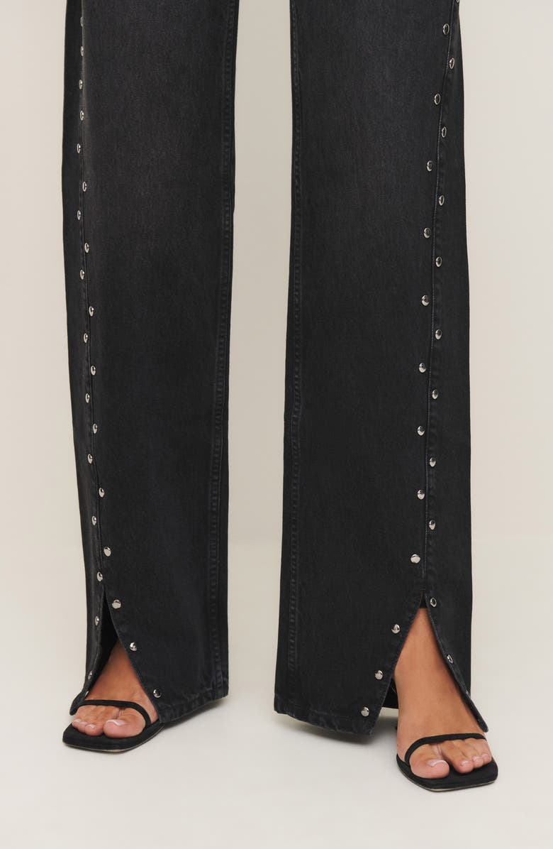 Reformation Cary Studded High Waist Slouchy Wide Leg Jeans, Alternate, color, Vana Studded