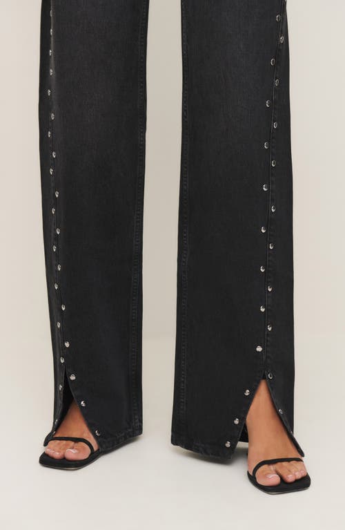 Shop Reformation Cary Studded High Waist Slouchy Wide Leg Jeans In Vana Studded