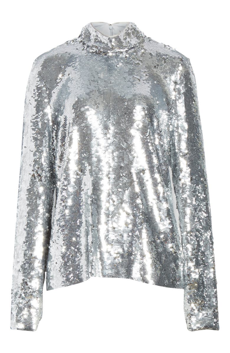 Veronica Beard Lucinda Sequin Mock Neck Long Sleeve Top, Alternate, color, 