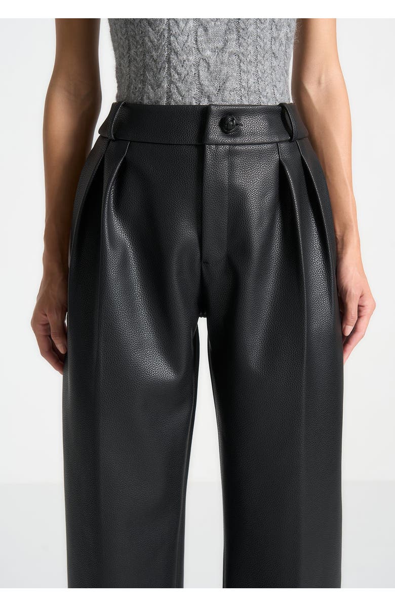Manière De Voir Olivia Pebbled Leather Pleated Stacked Trousers, Alternate, color, 