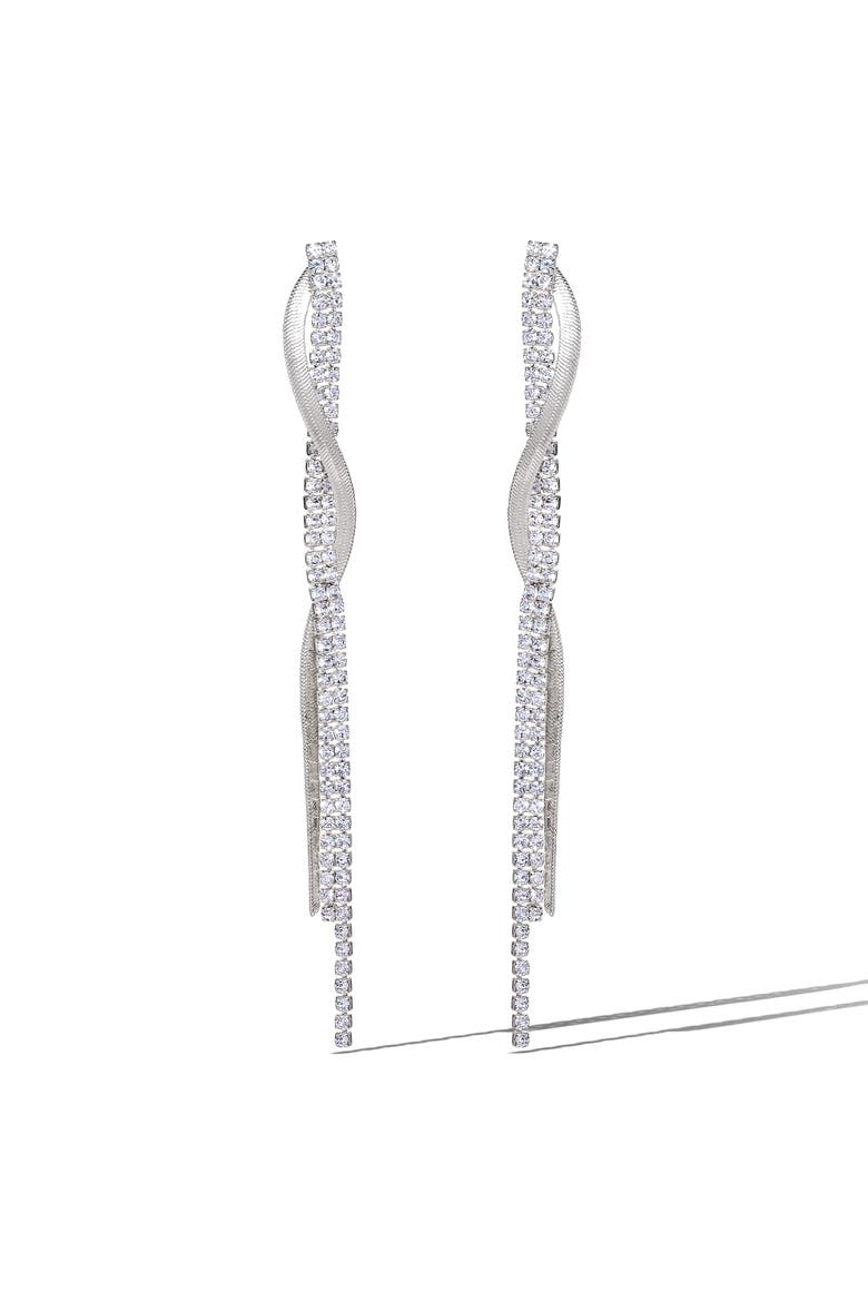 Silver Linear Drop Earrings, Main, color, Silver