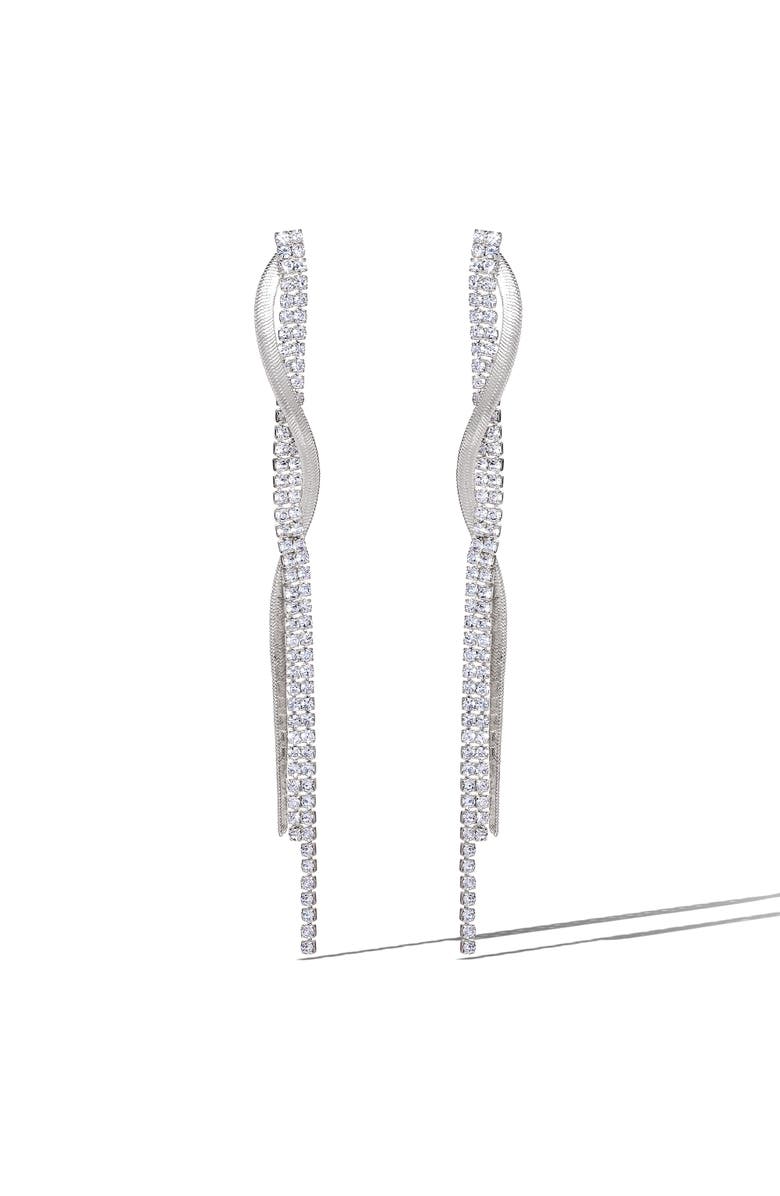 Jessica Simpson Silver Linear Drop Earrings, Main, color, 