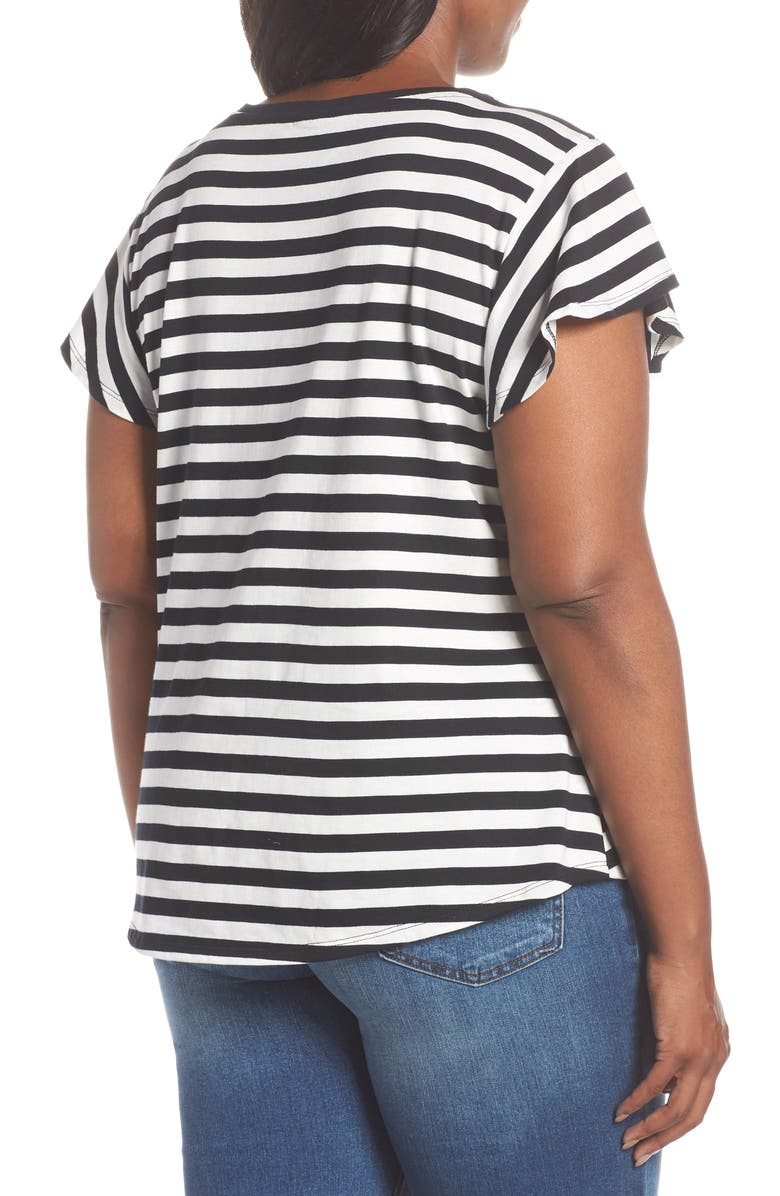 Bobeau Flutter Sleeve Tee, Alternate, color,