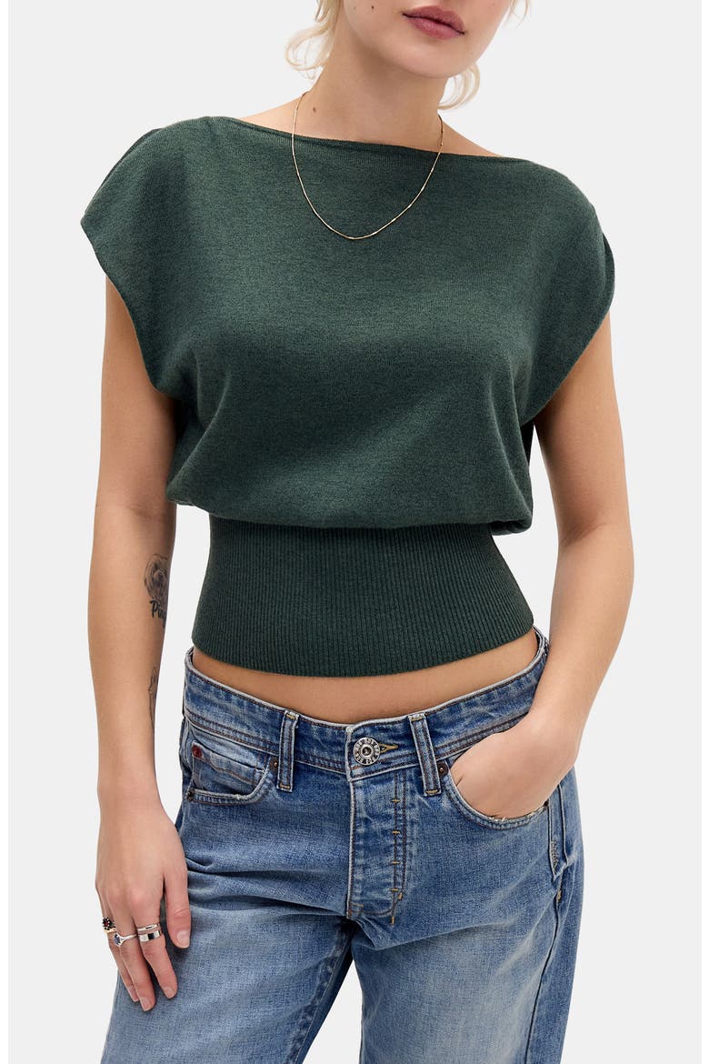 Bailey Boat Neck Knit Crop Top, Main, color, KHAKI